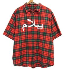 美品 即完売☆Supreme×UNDERCOVER 23SS コットンフランネル 半袖シャツ  アラビック ロゴプリント チェック柄 メンズ シュプリーム