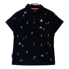 サイズ：L LE COQ GOLF ルコックゴルフ  半袖ポロシャツ 刺繍総柄 ブラック系 [240101490415] ゴルフウェア レディース ストスト