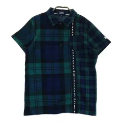 サイズ：2 PEARLY GATES パーリーゲイツ 2023年モデル 半袖ポロシャツ チェック柄 ネイビー系 [240101172389]# ゴルフウェア レディース ストスト