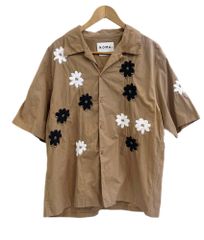 ノーマティーディー NOMA t.d. フラワー 刺繍 半袖 シャツ n35-edem01 サイズ4 半袖シャツ ブラウン 101MT-4212