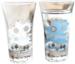 丸モ高木陶器 温度をデザインに 冷感雪結晶 グラス天開ペアセット 温度で色が変化 日本酒 冷酒 乾杯 贈り物 記念 お中元 ギフト プレゼント お祝い お土産 結婚祝 退職祝 クリスマス(透明)