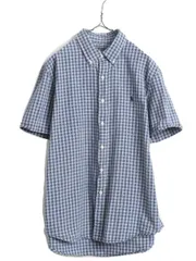 【お得なクーポン配布中!】 ラルフローレン チェック オックスフォード 半袖 ボタンダウン シャツ メンズ L 古着 ポロ コットン ワンポイント 半袖シャツ マルチカラー