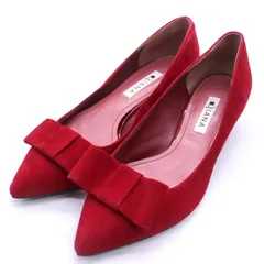 ダイアナ パンプス スエード ポインテッドトゥ リボン シューズ 日本製 ブランド 靴 レディース 23サイズ レッド DIANA 【中古】