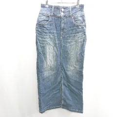 ◇ Θ AZUL BY MOUSSY コットン系　デニム生地 膝丈 フレアー スカート サイズM ベージュ レディース E  【1409100033472】