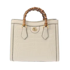 新同 グッチ  ダイアナ スモール トートバッグ 2WAY アイボリー  688045  レディース クロコダイル バンブー ハンドバッグ
