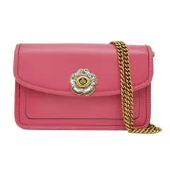 【名東】コーチ チェーンショルダー L1980 89287 ピンク レザー ミニ バッグ 斜め掛け 2WAY レディース 女