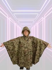 陸上自衛隊 迷彩 ポンチョ PX品 ポンチョ 陸自迷彩 JMO ロング丈 大きいサイズ 自転車用 レインコート カッパ 防水防風 雨具 梅雨対策 通勤通学 収納袋付