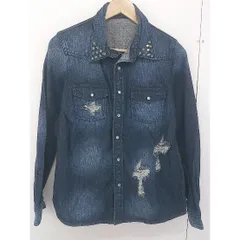 ◇ MAISON GILFY メゾンギルフィー スタッズ付 長袖 クラッシュ デニム ジャケット サイズF ネイビー レディース  【中古】 【1204120000264】のサムネイル