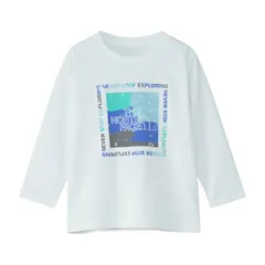THE NORTH FACE ノースフェイス ロングスリーブ ES ゲットモテッドグラフィックティー キッズ 長袖 Tシャツ リサイクル UVケア 抗菌防臭　ホワイト