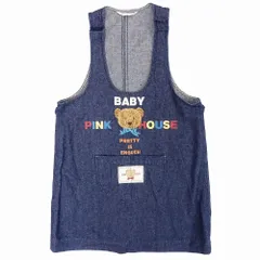 BABY PINK HOUSE ベビーピンクハウス クマ ベア 刺繍 デニム エプロン ジャンパースカート 子供服 インディゴ S キッズ 【中古】