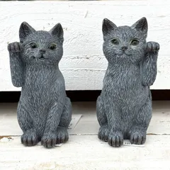 黒猫 招き猫 ネコ 猫 キャット レジン オブジェ 置物 インテリア ガーデニング#招き黒猫さん
