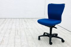 オカムラ カロッツァチェア 中古 クッション ローバック 肘無 ブルー OKAMURA Carrozza 中古オフィス家具 【A000003198】