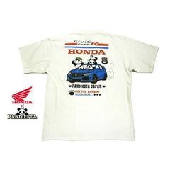 パンディエスタ × Honda(ホンダ) コラボ 半袖 Tシャツ 585503 プリント パンダ シビックタイプR ホワイト