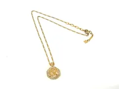 ■美品■ NINA RICCI ニナリッチ ロゴモチーフ ラインストーン ネックレス ペンダン卜 アクセサリー レディース ゴールド系 DK0149