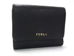 ■美品■ FURLA フルラ レザー 三つ折り 財布 ウォレット 小銭入れ 札入れ レディース メンズ ブラック系 DJ0725