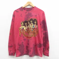 M/古着 長袖 ロック バンド Tシャツ メンズ デフレパード コットン クルーネック エンジ タイダイ spe 25aug18 中古