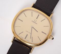 稼働品 精度保証なし OMEGA(オメガ) デヴィル GP/革 手巻き 現状 デビル ゴールド 金メッキ レザーベルト メンズ