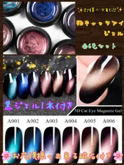 5Dキャッツアイジェル【全6色】＋磁石＋お花磁石＋黒ジェルセット