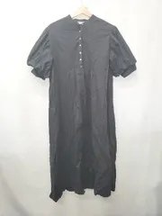 ◇ ⊂ エヌ ナチュラルビューティーベーシック コットン100% 半袖 ロング ワンピース サイズＭ ブラック系 レディース E  【1507160005337】