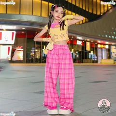 キッズ ダンス衣装 ヒップホップ へそ出しセットアップ ガールズ ジャージ 上下 トップス パンツ 派手 hiphop 女の子 ダンス衣装 ダンスウェア ジュニア ジャズ 応援団 演出服 体操服xtx32