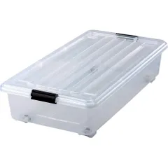 【人気商品】天馬 縦にも横にも移動できるコロ付きのベッド下収納ケース 日本製 ロックシード 74浅型 押入れ収納にもぴったりな薄型の衣装ケース プラスチックケース 【幅39×奥行74×高さ17cm】