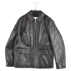Martin Margiela (マルタンマルジェラ) 18SS レザースイングトップ 逆ハの字レザーカーコート ジャケット ブラック S50AM0311 SY0944のサムネイル