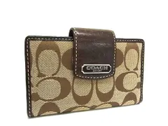■美品■ COACH コーチ シグネチャー キャンバス×レザー カードケース カード入れ パスケース レディース ブラウン系 DI0566