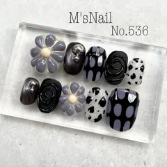 ネイルチップ  紫 青 アニマル柄 Y2k 韓国 個性的 個性派 マグネット