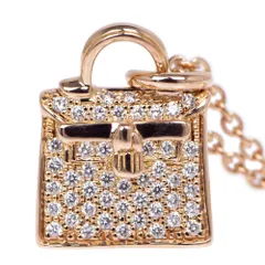 【名東】エルメス アミュレット ケリー ペンダント ネックレス 750PG K18 ダイヤ 0.21ct