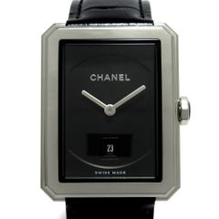 CHANEL(シャネル) 腕時計美品  ボーイフレンド ツイード H4878 レディース 社外革ベルト/ミディアムモデル/SS/ツイードSSベルト/2018.03 黒