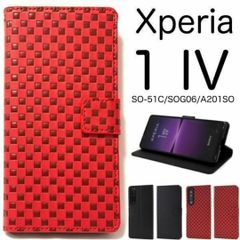 Xperia 1IV SO-51C/SOG06 チェック柄デザイン 手帳型ケース