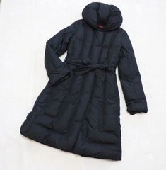 美品!!【AMACAアマカ】ダウンロングコート ★40★L★ブラック★ベルテッド★Aライン★ダウンジャケット★三陽商会