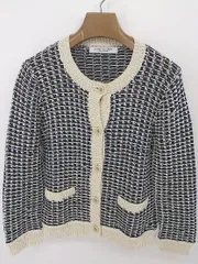 ◇ BEAUTY & YOUTH UNITED ARROWS コットン ニット 長袖 カーディガン ネイビー ベージュ レディース P  【中古】 【1209070007653】のサムネイル