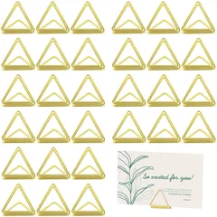 おしゃれ 可愛い 立て カード 写真 名刺 メモクリップ 便箋 メモクリップ 文具 カードスタンド 金属三角クリップ メタルメモホルダー 30枚 誕生日 スタンド 結婚式パーティー用 ホルダー