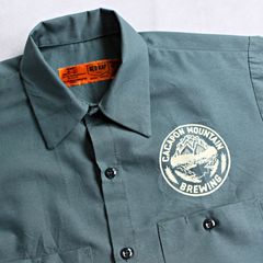 【RED KAP】CACAPON MOUNTAIN BREWING ロゴプリント レッドキャップ ワークシャツ グリーン Mサイズ モスグリーン 御当地ビール