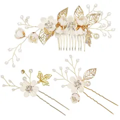 髪飾り ヘアアクセサリー ヘッドドレス パール フラワー コーム Uピン ヘアピ