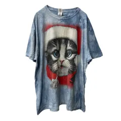 GILDAN 半袖 プリントTシャツ 2XL ブルー タイダイ ギルダン ビッグプリント 猫 ビッグサイズ 古着卸 アメリカ仕入 a706-5544