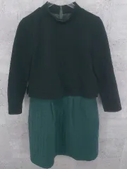 ◇ URBAN RESEARCH ROSSO 総柄 切替 長袖 膝丈 ワンピース サイズFREE ブラック グリーン レディース 【中古】 【1002800933426】