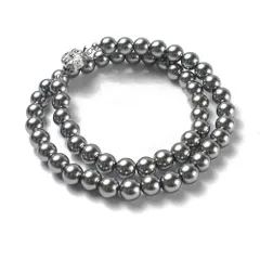 CRANES COLLECTION クリスタル パールネックレス 日本製 自社生産 真珠 8mm珠 選べる6サイズ 冠婚葬祭 ホワイト グレー 冠婚葬祭 巾着袋付