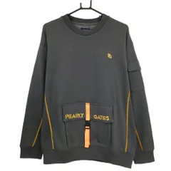 【新品】パーリーゲイツ トレーナー グレー×オレンジ 腹部ポケット メンズ 5(L) ゴルフウェア PEARLY GATES