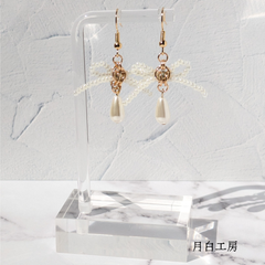 NO.142　リボン　チェーンメイル　ピアス