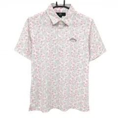 キャロウェイ 半袖ポロシャツ 白×ピンク 花柄 メンズ M ゴルフウェア Callaway