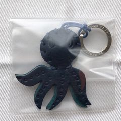 La Cuoieria トスカーナレザー 牛革レザーキーホルダー 蛸 たこ 青