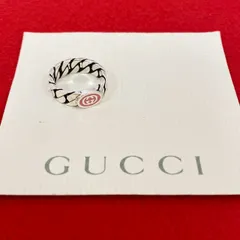 極 美品 GUCCI グッチ インターロッキング G シルバー925 リング 指輪 16号 アクセサリー シルバー ピンク 14725
