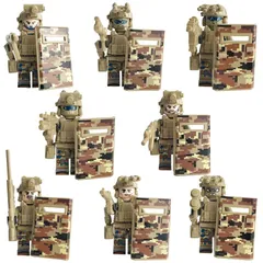 【デザート 特殊部隊8体】ライオットシールド付き レゴ 互換 ミニフィグ 武器付