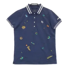 サイズ：0 PEARLY GATES パーリーゲイツ  半袖ポロシャツ 総刺繍柄 ネイビー系 [240101220180]# ゴルフウェア レディース ストスト