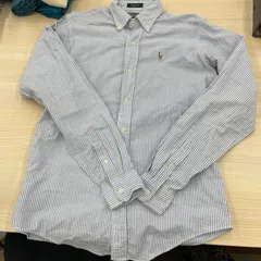 POLO by Ralph Lauren  メンズ　ストライプシャツ　コットン　長袖　青