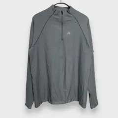 ☆NIKE ACG☆ナイキ☆ハーフジップインナーカットソー☆ストレッチ☆長袖Tシャツ☆ワンポイントロゴ☆グレー☆M-L相当☆I24M