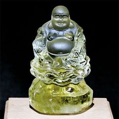 開運 天然水晶 観音像 手掘り彫刻 仏像 K24金箔装飾付き 夜光石と龍
