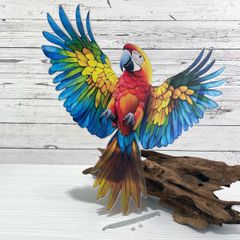 【コンゴウインコ】サンキャッチャー風アクリルオーナメント｜吊り下げ式ステンドグラス風インテリア／窓・壁装飾◎